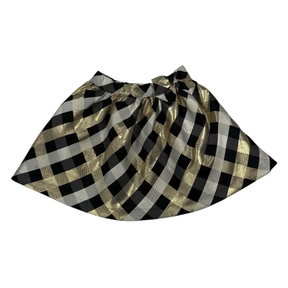 Gymboree Girls Black Gold Cream Plaid Jacquard Skirt - Perfect Present | Size 7